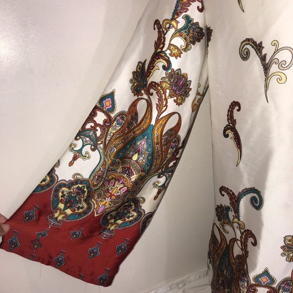 Zara Paisley Print Warm Toned Silky Flowy Dress - Picture 5 of 10